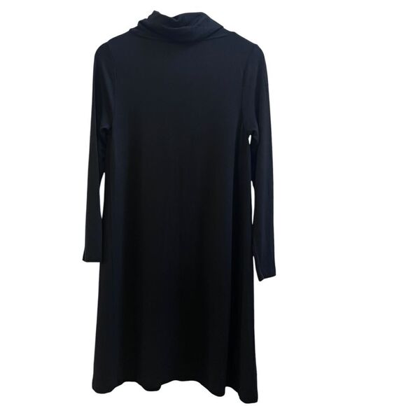 Lou & Grey New Black Cowl Neck Long Sleeve A Line Dress Size Small Minimalist - Picture 3 of 8